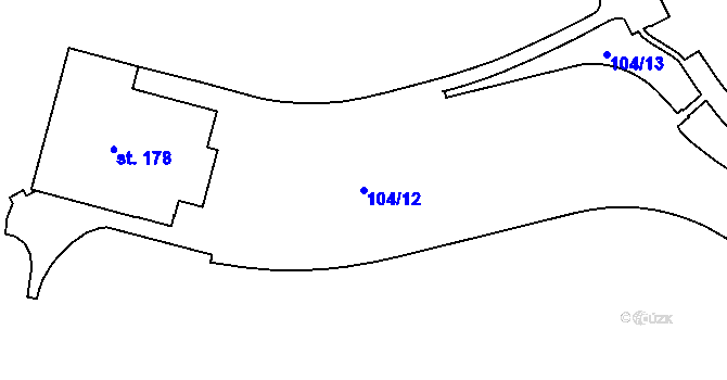 Parcela st. 104/12 v KÚ Vysoký Újezd u Berouna, Katastrální mapa