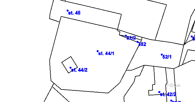 Parcela st. 44/1 v KÚ Vysoký Újezd u Berouna, Katastrální mapa