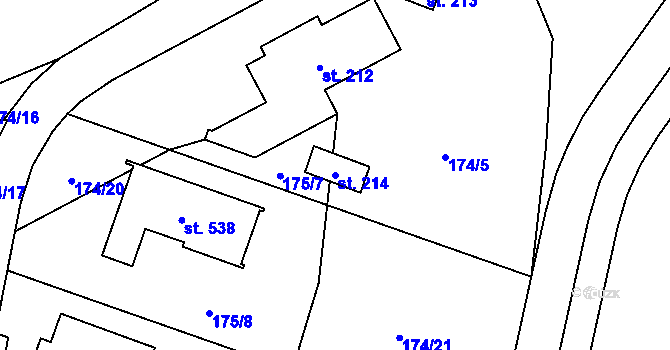 Parcela st. 214 v KÚ Vysoký Újezd u Berouna, Katastrální mapa