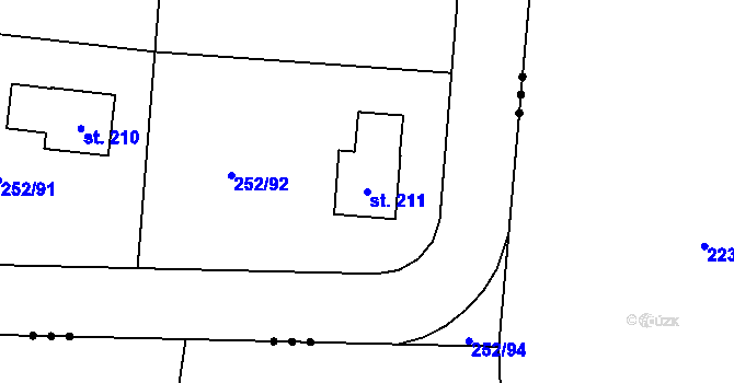 Parcela st. 211 v KÚ Vysoký Újezd u Berouna, Katastrální mapa