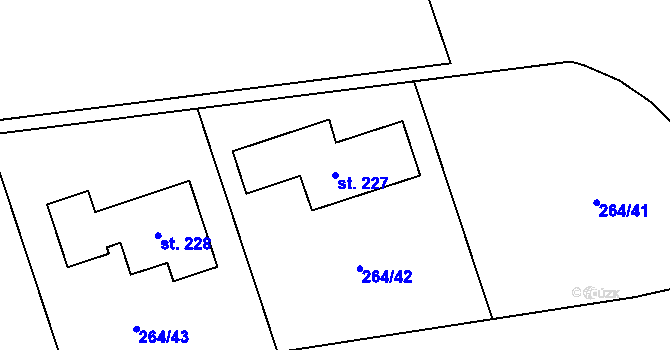 Parcela st. 227 v KÚ Vysoký Újezd u Berouna, Katastrální mapa
