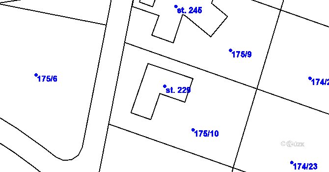Parcela st. 229 v KÚ Vysoký Újezd u Berouna, Katastrální mapa