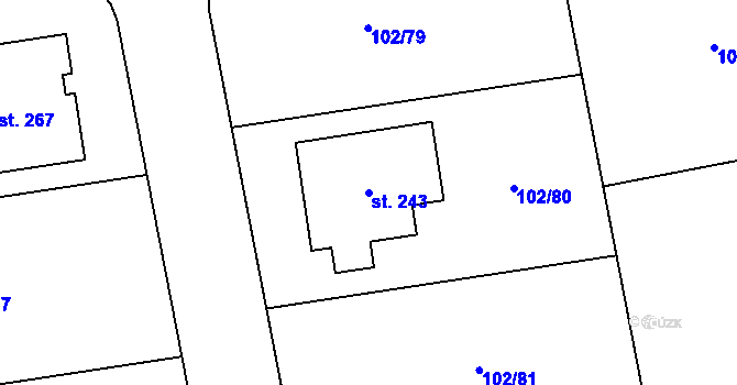 Parcela st. 243 v KÚ Vysoký Újezd u Berouna, Katastrální mapa