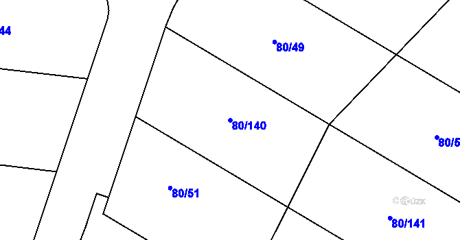 Parcela st. 80/140 v KÚ Vysoký Újezd u Berouna, Katastrální mapa