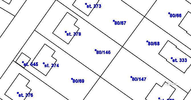 Parcela st. 80/146 v KÚ Vysoký Újezd u Berouna, Katastrální mapa