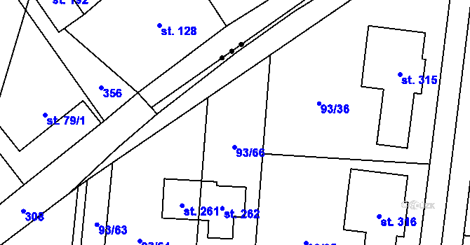 Parcela st. 93/65 v KÚ Vysoký Újezd u Berouna, Katastrální mapa