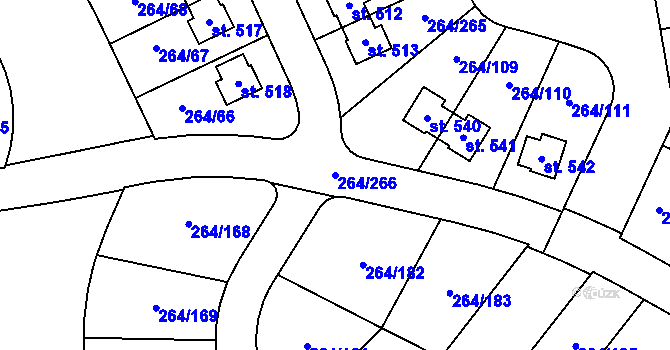Parcela st. 264/266 v KÚ Vysoký Újezd u Berouna, Katastrální mapa