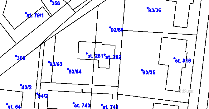 Parcela st. 262 v KÚ Vysoký Újezd u Berouna, Katastrální mapa