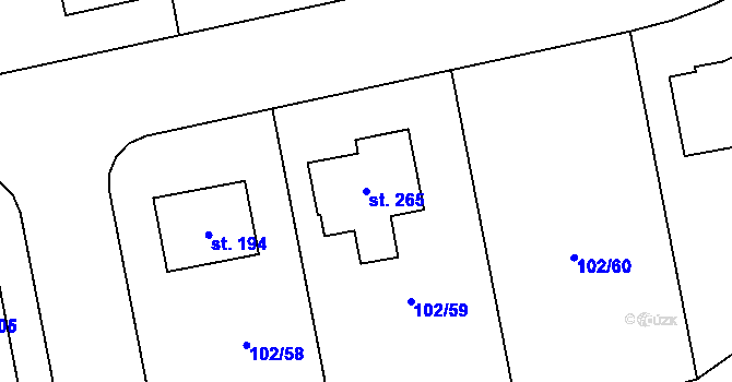 Parcela st. 265 v KÚ Vysoký Újezd u Berouna, Katastrální mapa