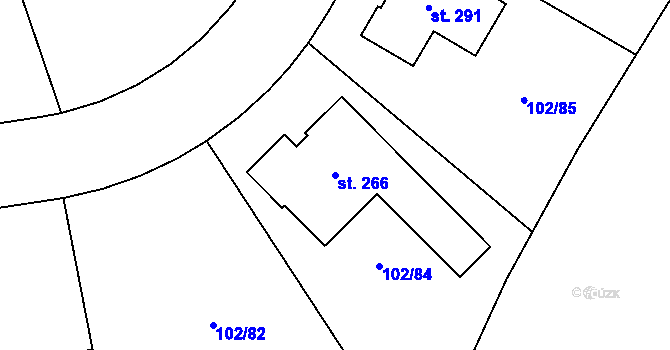 Parcela st. 266 v KÚ Vysoký Újezd u Berouna, Katastrální mapa
