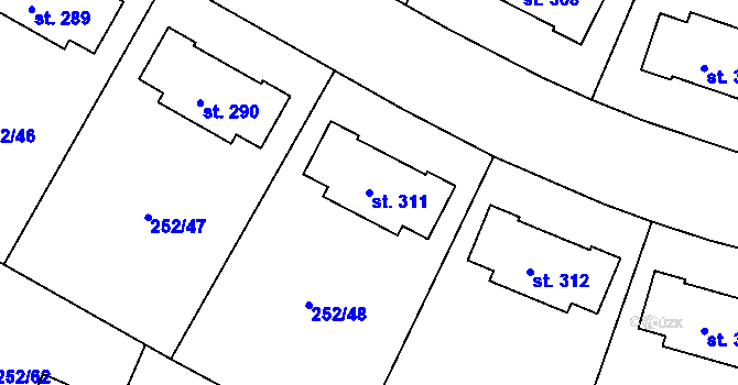 Parcela st. 311 v KÚ Vysoký Újezd u Berouna, Katastrální mapa