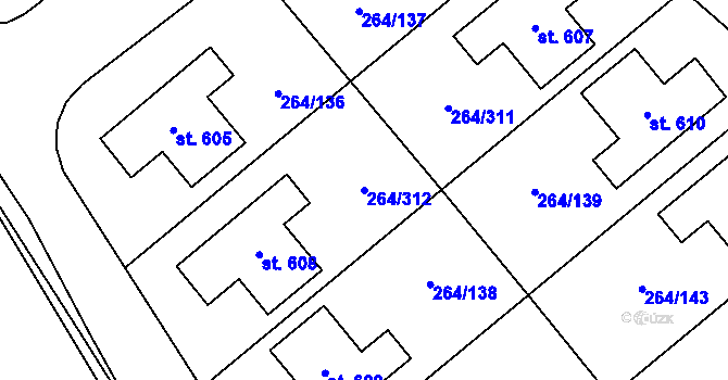 Parcela st. 264/312 v KÚ Vysoký Újezd u Berouna, Katastrální mapa