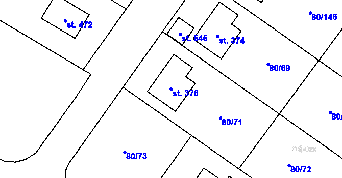 Parcela st. 376 v KÚ Vysoký Újezd u Berouna, Katastrální mapa