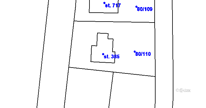 Parcela st. 385 v KÚ Vysoký Újezd u Berouna, Katastrální mapa