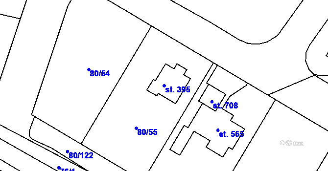 Parcela st. 395 v KÚ Vysoký Újezd u Berouna, Katastrální mapa