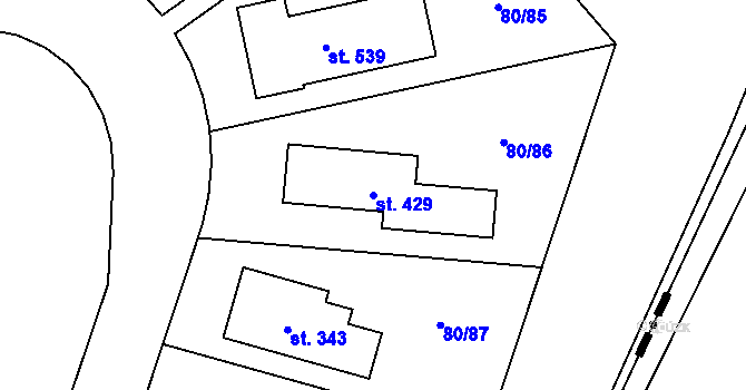 Parcela st. 429 v KÚ Vysoký Újezd u Berouna, Katastrální mapa