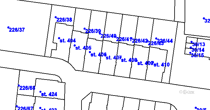 Parcela st. 407 v KÚ Vysoký Újezd u Berouna, Katastrální mapa