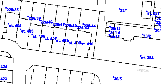 Parcela st. 410 v KÚ Vysoký Újezd u Berouna, Katastrální mapa