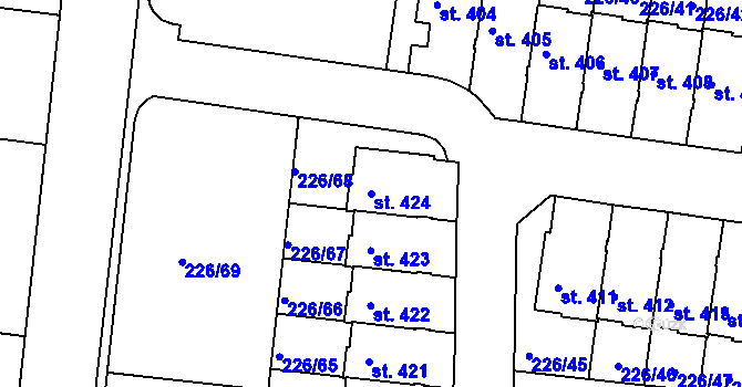 Parcela st. 424 v KÚ Vysoký Újezd u Berouna, Katastrální mapa