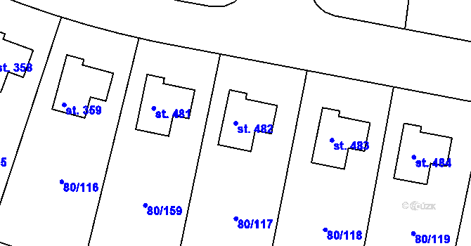 Parcela st. 482 v KÚ Vysoký Újezd u Berouna, Katastrální mapa