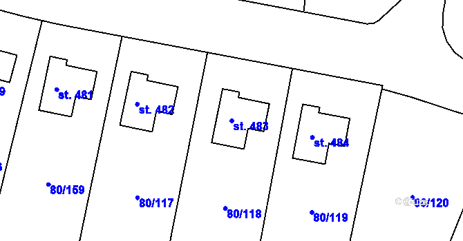 Parcela st. 483 v KÚ Vysoký Újezd u Berouna, Katastrální mapa