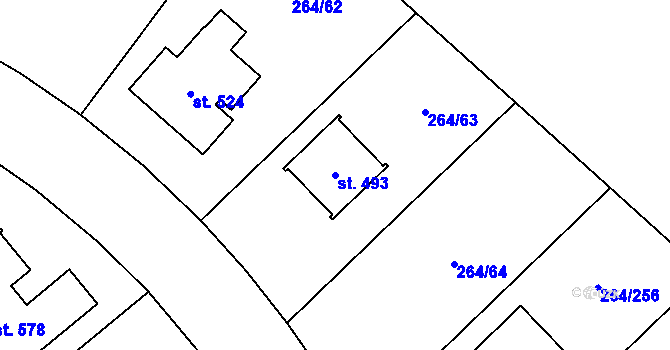 Parcela st. 493 v KÚ Vysoký Újezd u Berouna, Katastrální mapa