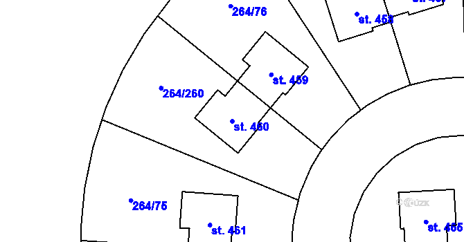 Parcela st. 460 v KÚ Vysoký Újezd u Berouna, Katastrální mapa