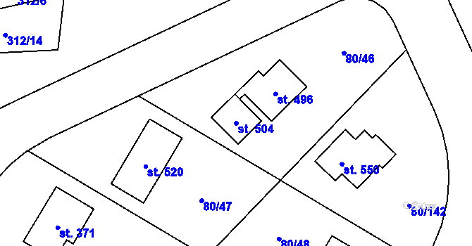 Parcela st. 504 v KÚ Vysoký Újezd u Berouna, Katastrální mapa