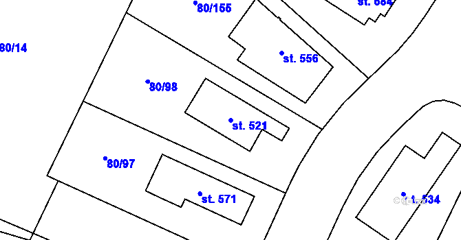Parcela st. 521 v KÚ Vysoký Újezd u Berouna, Katastrální mapa