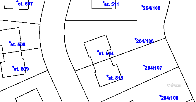 Parcela st. 514 v KÚ Vysoký Újezd u Berouna, Katastrální mapa