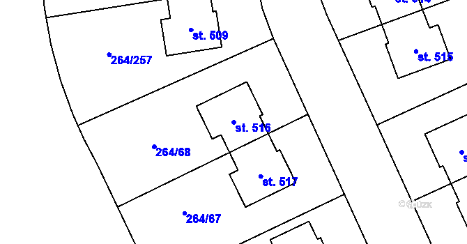 Parcela st. 516 v KÚ Vysoký Újezd u Berouna, Katastrální mapa
