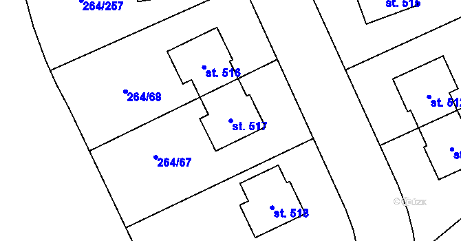 Parcela st. 517 v KÚ Vysoký Újezd u Berouna, Katastrální mapa