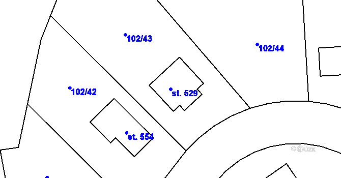 Parcela st. 529 v KÚ Vysoký Újezd u Berouna, Katastrální mapa