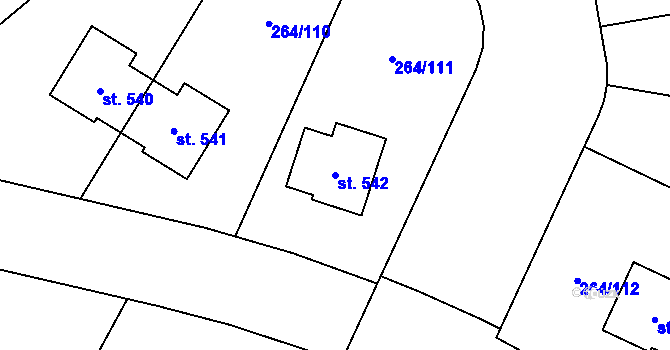 Parcela st. 542 v KÚ Vysoký Újezd u Berouna, Katastrální mapa
