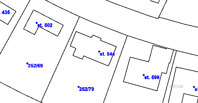 Parcela st. 544 v KÚ Vysoký Újezd u Berouna, Katastrální mapa