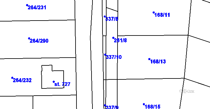 Parcela st. 337/10 v KÚ Vysoký Újezd u Berouna, Katastrální mapa