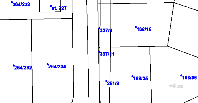 Parcela st. 337/11 v KÚ Vysoký Újezd u Berouna, Katastrální mapa