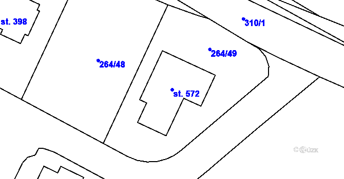 Parcela st. 572 v KÚ Vysoký Újezd u Berouna, Katastrální mapa