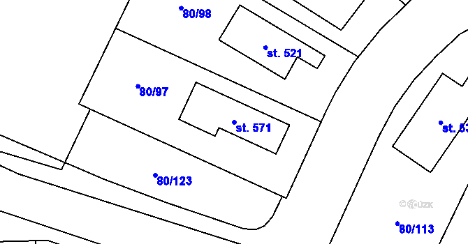 Parcela st. 571 v KÚ Vysoký Újezd u Berouna, Katastrální mapa