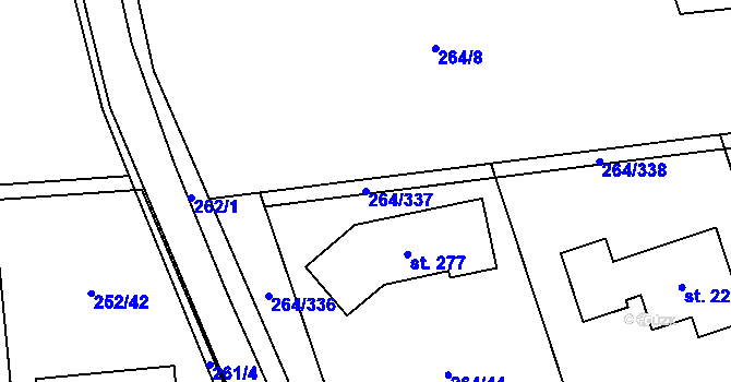 Parcela st. 264/337 v KÚ Vysoký Újezd u Berouna, Katastrální mapa