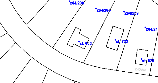 Parcela st. 603 v KÚ Vysoký Újezd u Berouna, Katastrální mapa