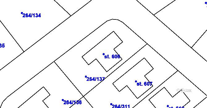 Parcela st. 606 v KÚ Vysoký Újezd u Berouna, Katastrální mapa