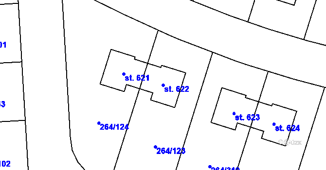 Parcela st. 622 v KÚ Vysoký Újezd u Berouna, Katastrální mapa