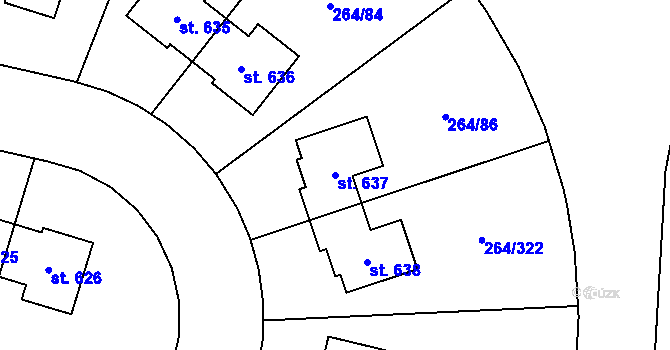 Parcela st. 637 v KÚ Vysoký Újezd u Berouna, Katastrální mapa
