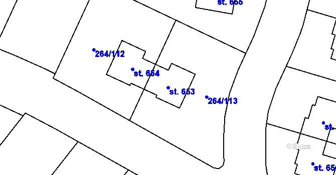 Parcela st. 653 v KÚ Vysoký Újezd u Berouna, Katastrální mapa