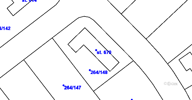 Parcela st. 670 v KÚ Vysoký Újezd u Berouna, Katastrální mapa