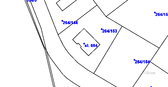 Parcela st. 694 v KÚ Vysoký Újezd u Berouna, Katastrální mapa
