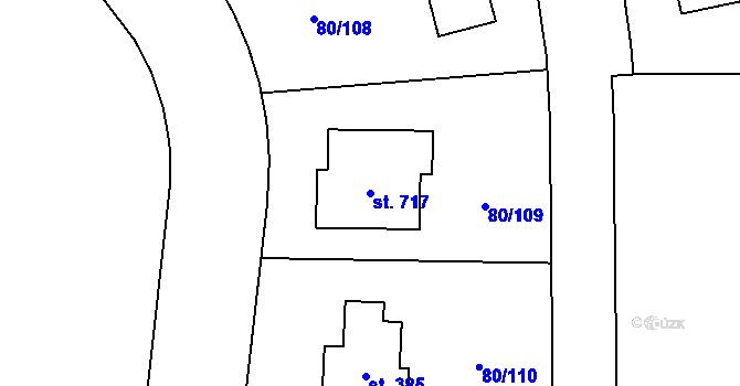 Parcela st. 717 v KÚ Vysoký Újezd u Berouna, Katastrální mapa