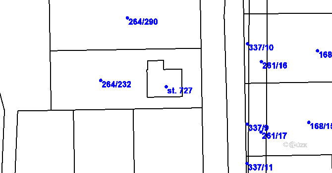 Parcela st. 727 v KÚ Vysoký Újezd u Berouna, Katastrální mapa