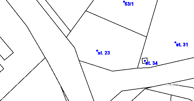 Parcela st. 23 v KÚ Vysoký Újezd nad Dědinou, Katastrální mapa